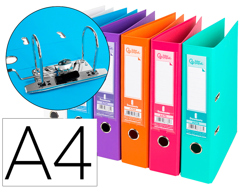 Classeur levier liderpapel a4 documenta carton rembordé 1,9mm dos 75mm rado métallique coloris assortis trending