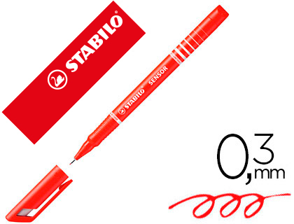 Stylo-feutre stabilo sensor pointe fine gainée métal amortisseur 1200m écriture tracé 0.3mm coloris rouge