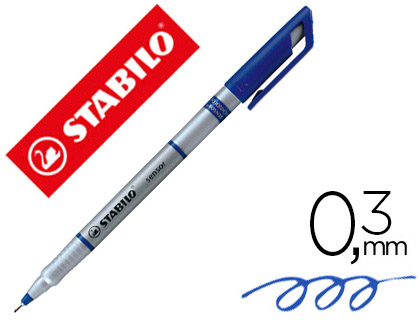 Stylo-feutre stabilo sensor pointe fine gainée métal amortisseur 1200m écriture tracé 0.3mm coloris bleu