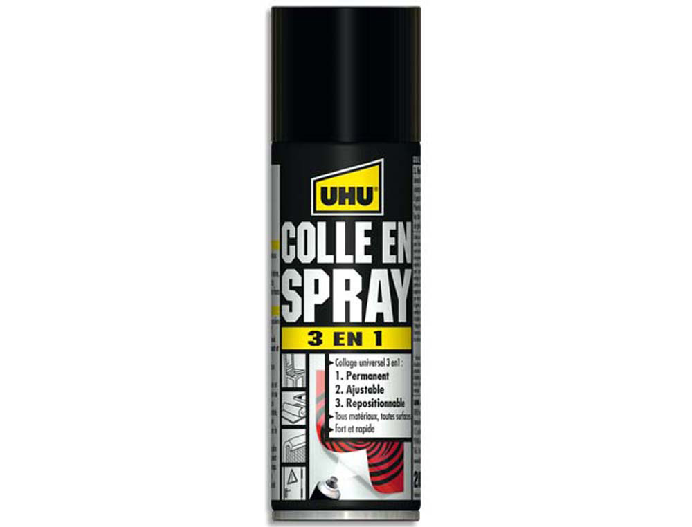 Colle aérosol uhu contact 3 en 1 200ml