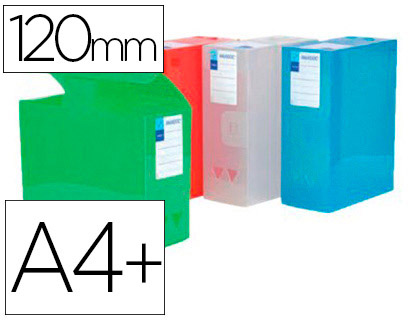 Boîte rangement viquel maxi doc polypropylpene 245x330mm dos120mm 2 anneaux préhension 2  étiquettes coloris assortis