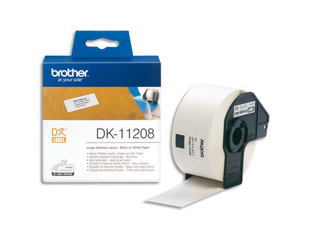 Etiquette brother dk-11208 38x90mm pour imprimante ql    noir sur blanc 400un