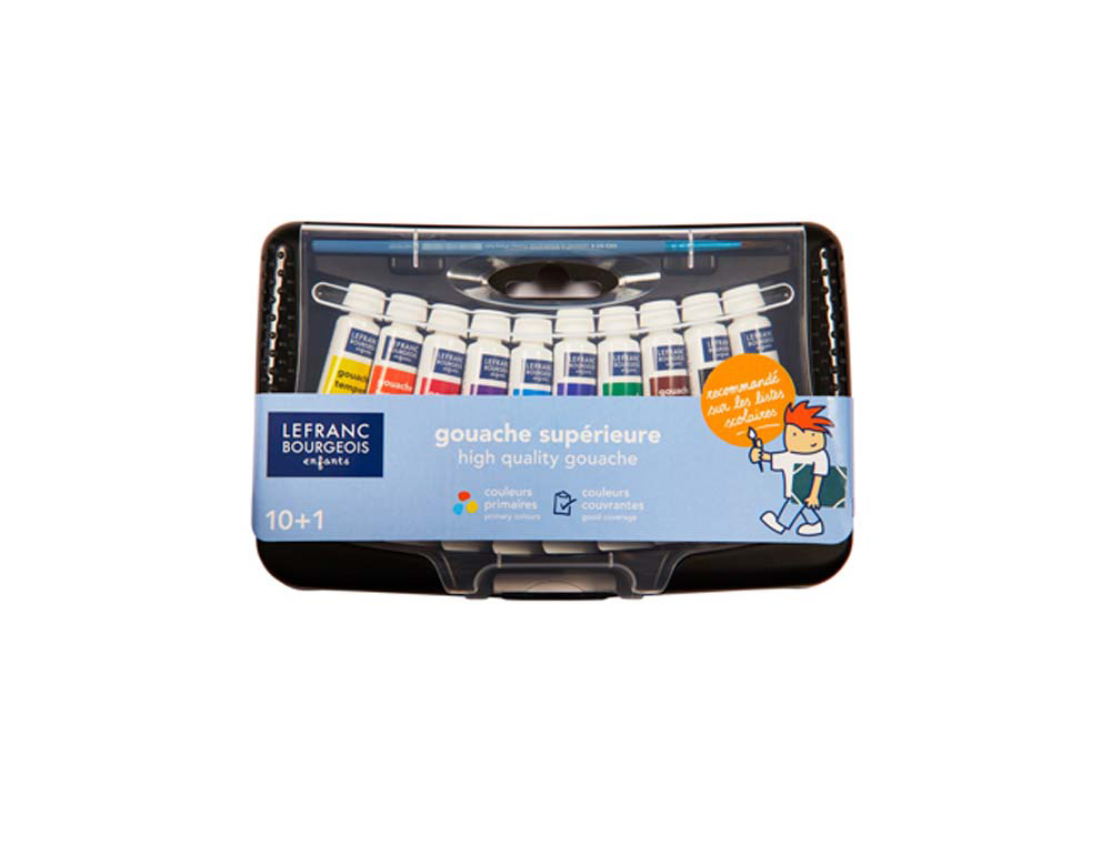 Gouache lefranc bourgeois college coloris assortis -    box de 10 tubes x 10ml + 1    pinceau
