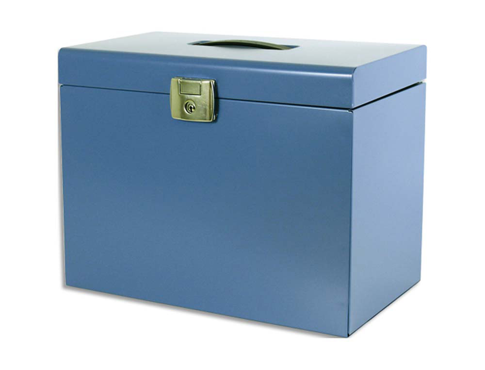 Valisette pierre henry metal 368x287x220mm  5 dossiers     suspendus format a4 index     plastique 40mm coloris bleu