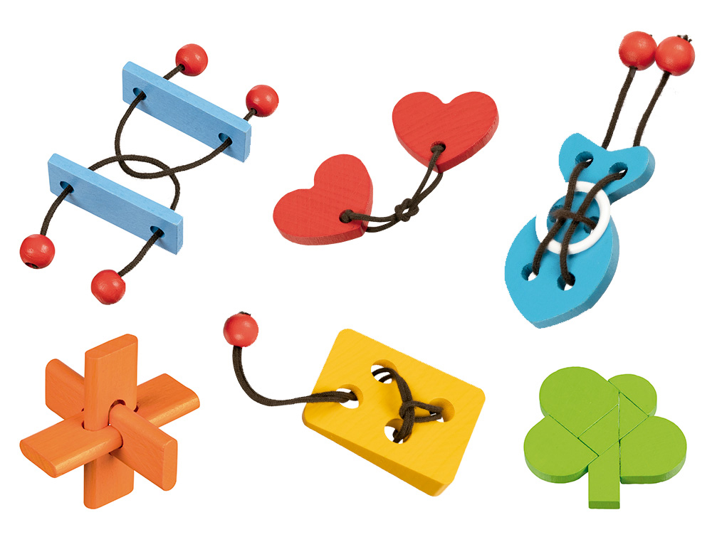 Casse-tetes et puzzles goki assemblage de pieces - set de 18 jeux 6 modeles