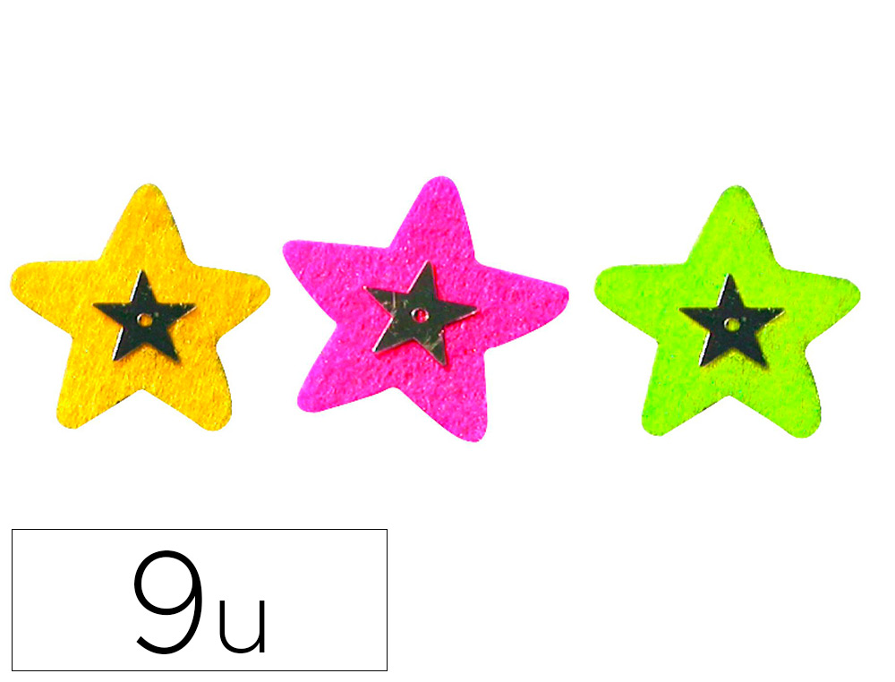 Feutrine adhesive forme etoile graine creative a      coller pochette 9 unites