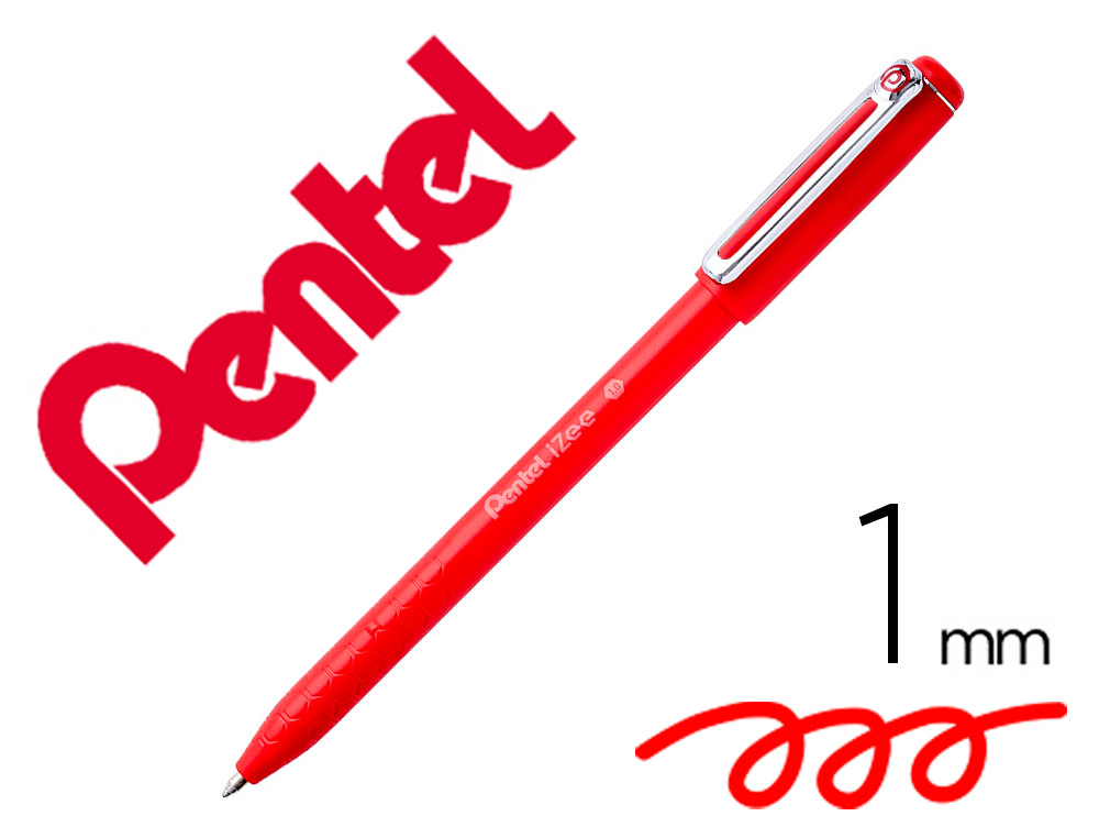 Stylo-bille pentel izee a capuchon ecriture moyenne     pointe 1mm encre faible       viscosite  rechargeable rouge