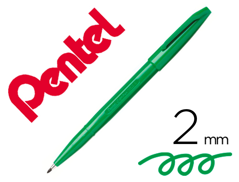 Feutre pentel sign s520 ecriture douce aquarellable   pointe moyenne 2mm baguee     longue duree encre vert