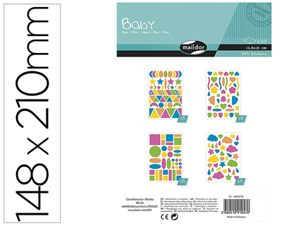 Sticker clairefontaine baby motifs geometriques 148x210mm sachet 20 planches coloris    assortis