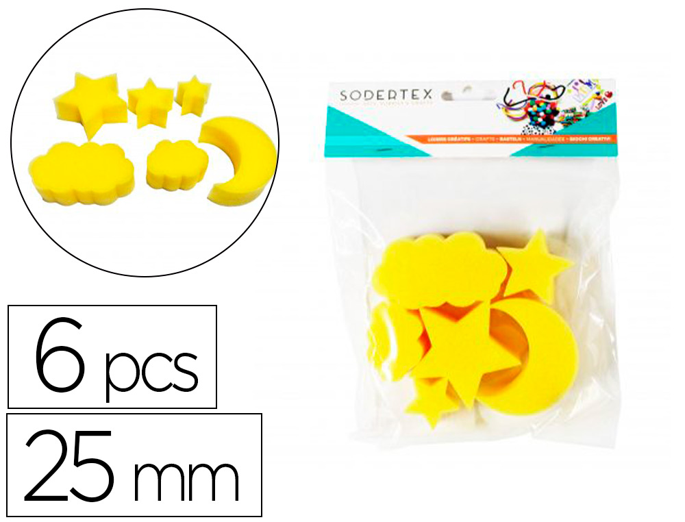 Eponges tampons sodertex sur mon nuage a peindre 25mm 6    pcs coloris assortis