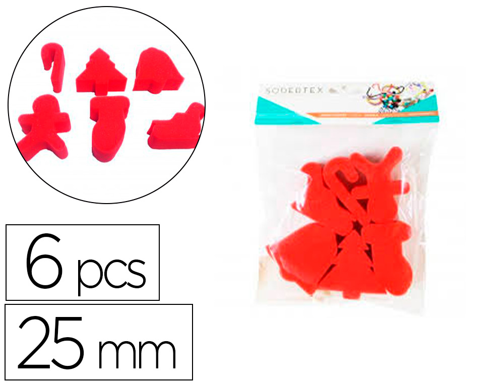 Eponges tampons sodertex noel a peindre 25mm 6 pcs coloris  assortis
