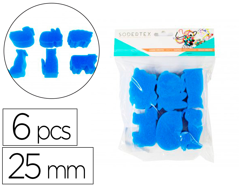 Eponges tampons sodertex animaux de la ferme a peindre 25mm 6 pcs coloris assortis