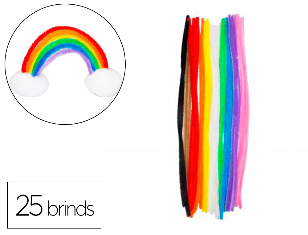Pack chenilles sodertex 6mmx300mm 25 brins 10 coloris assortis