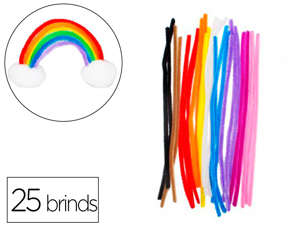 Pack chenilles sodertex diam. 8mmx l300mm 25 brins 10       coloris assortis