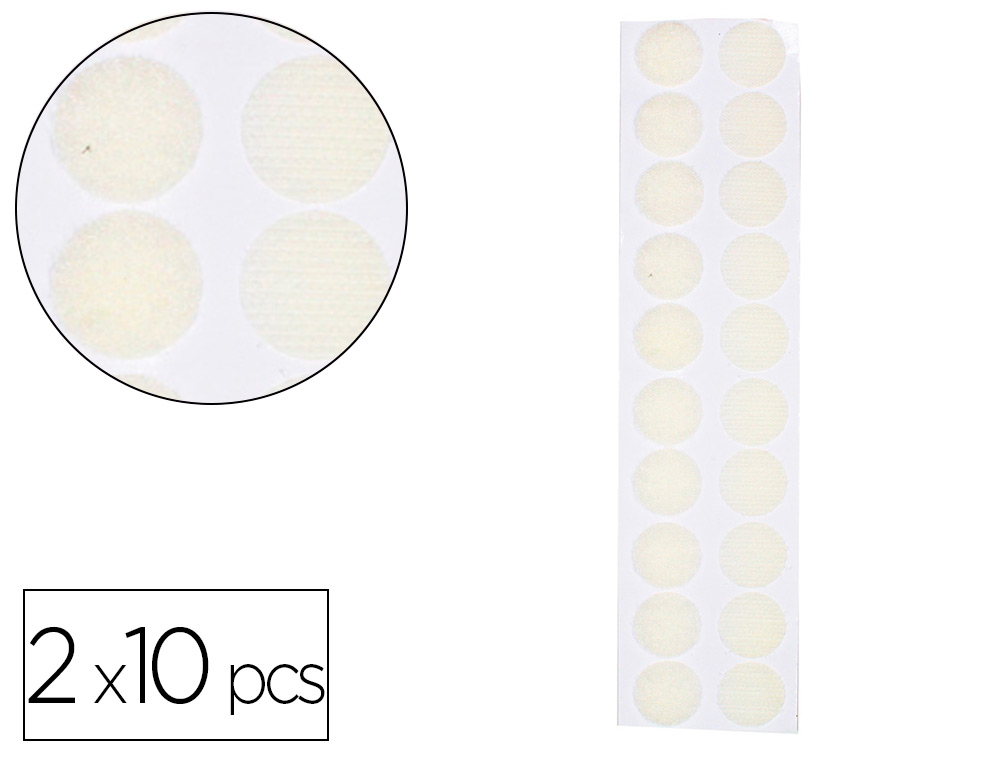 Pastilles scratchs sodertex adhésives diamètre 20mm pochette de 2 x 10 pièces males femelles