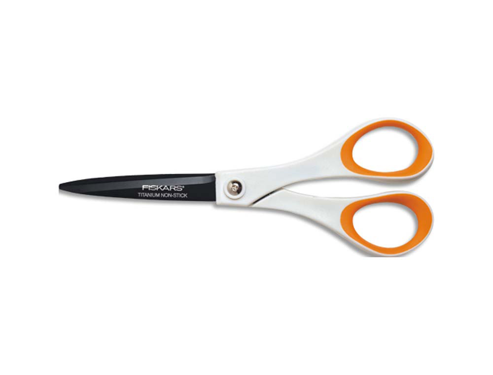 Ciseaux fiskars titanium non stick 18cm revêtement anti-adhésif lames double affutage droitiers et gauchers