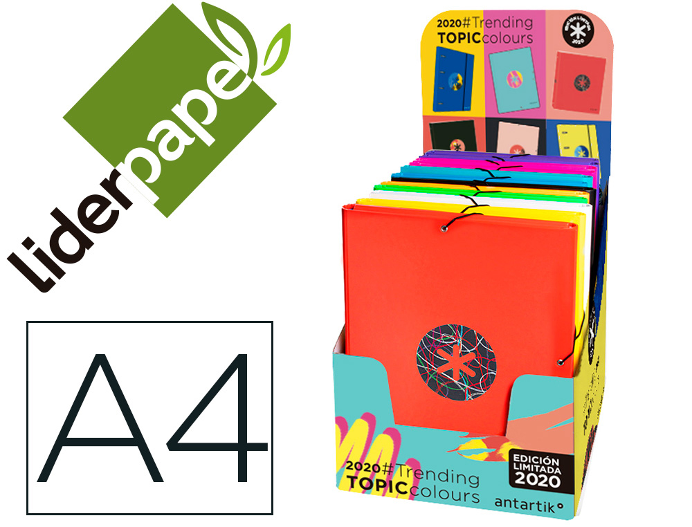Classeur antartik trending topic 2020 4 anneaux ronds    40mm feuillet mobile a4 5x5mm coloris assortis