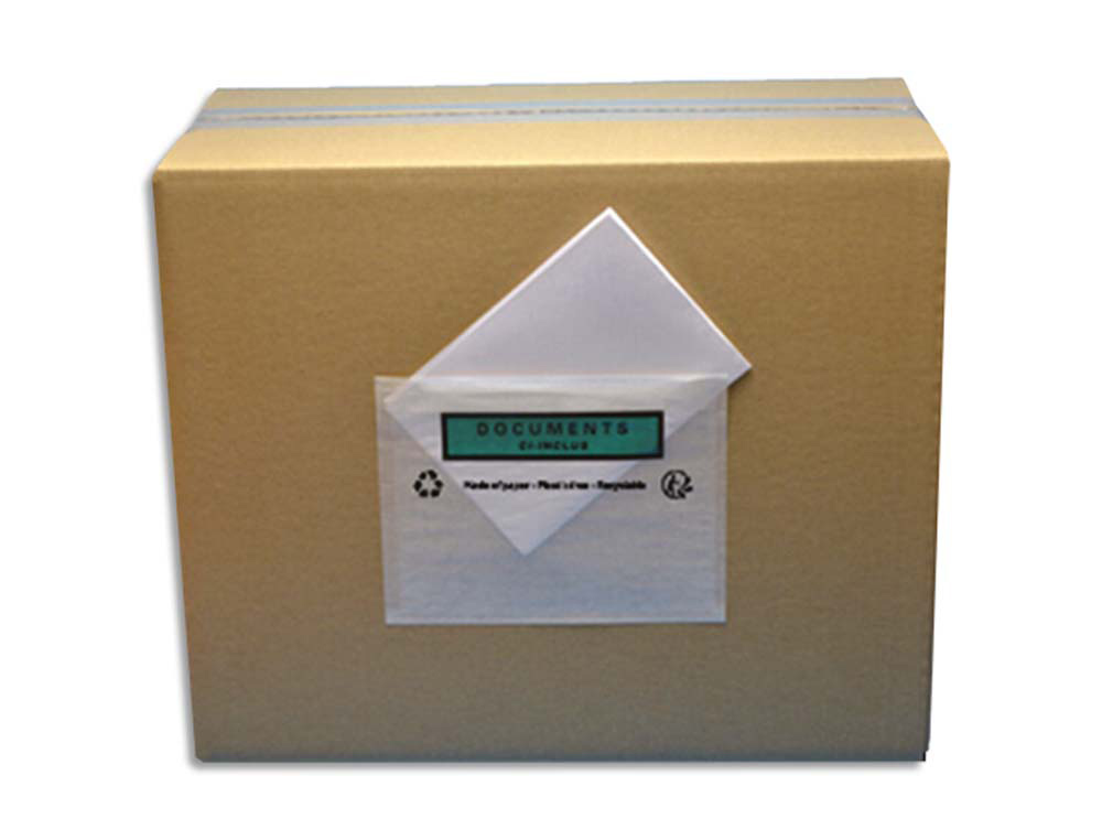 Pochette porte-document antalis dos auto-adhésif documents visibles et protégés résiste température 112x230mm 1000u