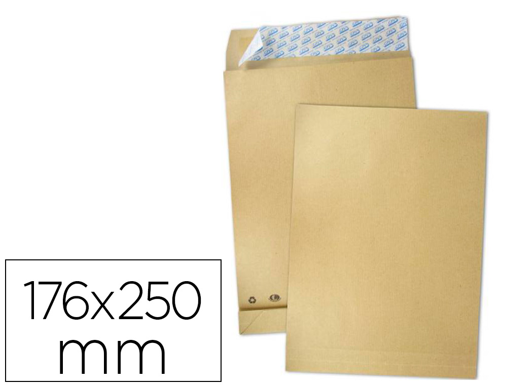 Pochette gpv a soufflets 30mm kraft brun resistant 120g b5 176x250mm fermeture bande silicone bte de 250u