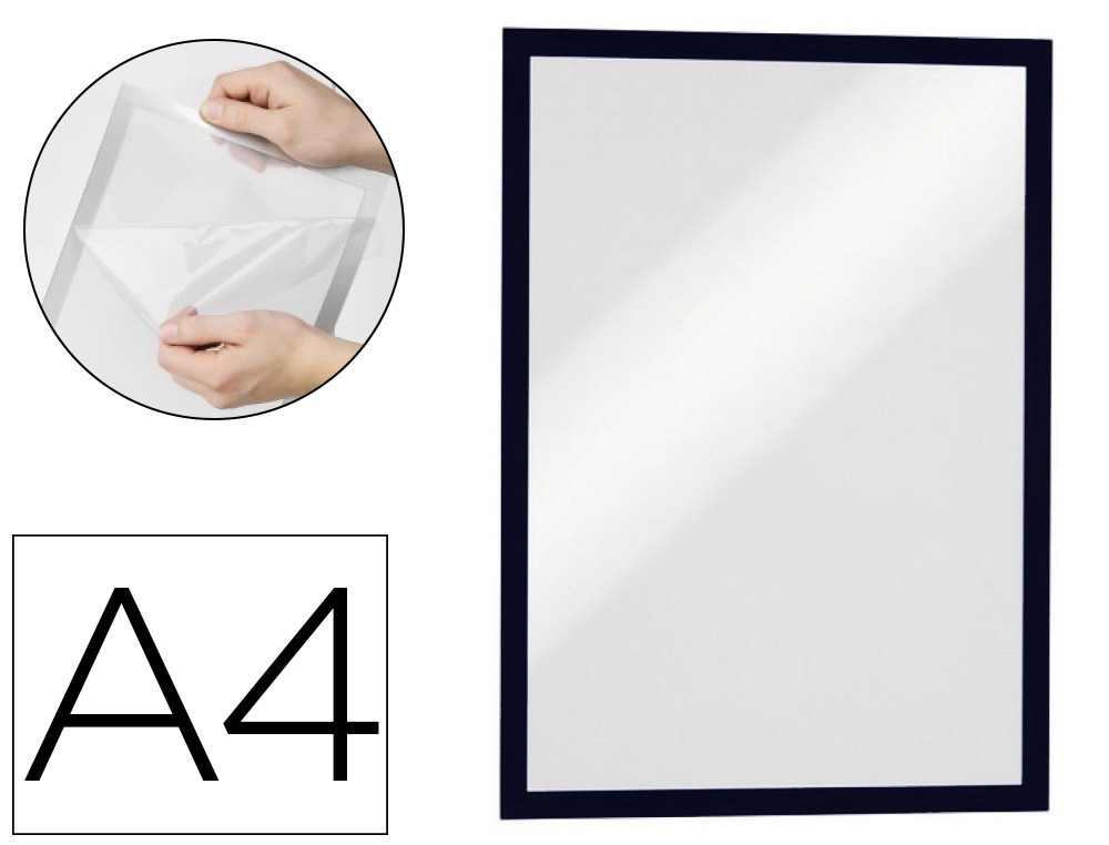 Cadre affichage durable poster sun a4 vitrostatique repositionnable special exposition au soleil coloris noir 2 unites