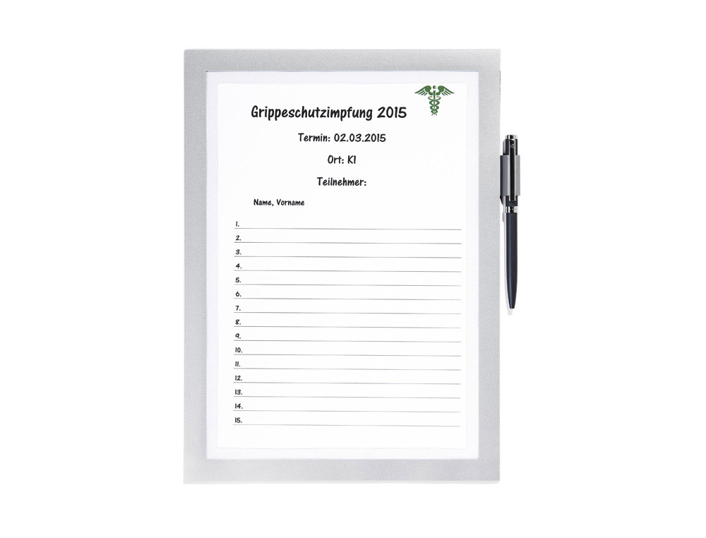 Cadre affichage durable duraframe note adhesif a4 magnetique peut contenir 5 affiches porte-stylo inclus coloris argent
