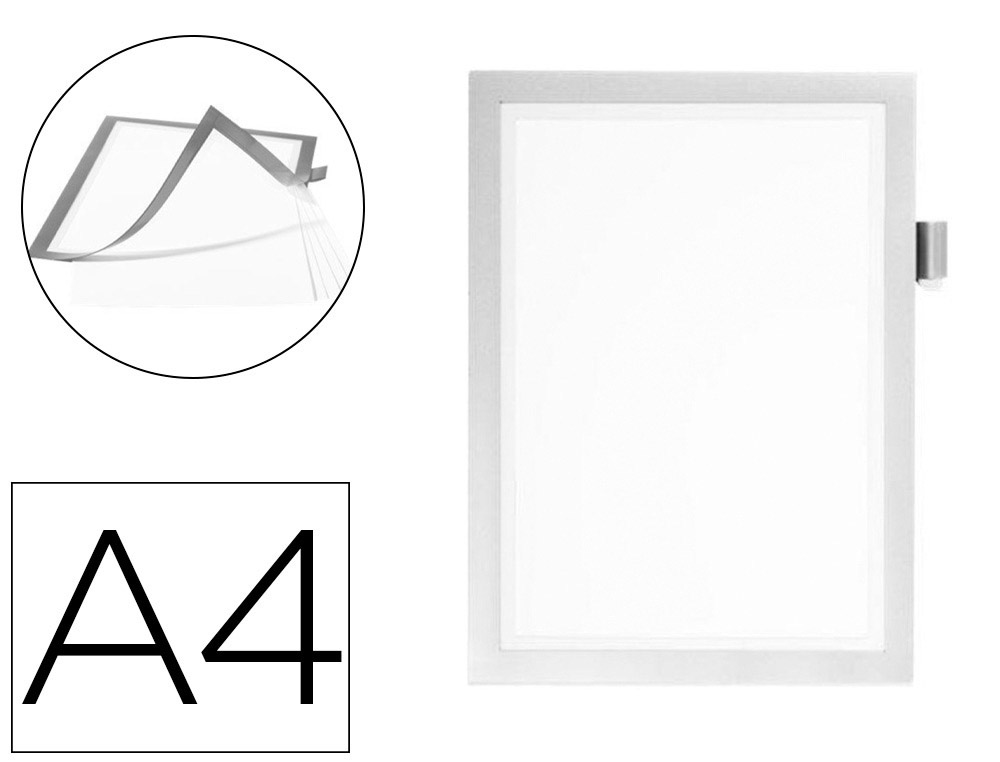Cadre affichage durable duraframe note magnetique a4 peut contenir 5 affiches porte-stylo inclus argent