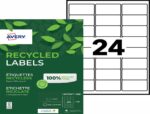 Etiq.las.recy 63.5x33.9 100f24etiquette recyclee - avery - impression laser - 63.5x33.9mm - 100 feuilles
