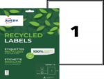 Etiq.las.recy 199.6x289.1 15f1etiquette recyclee - avery - impression laser - 199.6x289.1mm - 15 feuilles