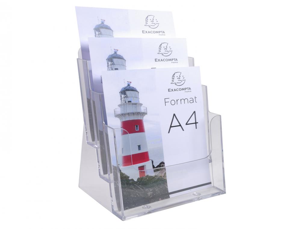 8308681g-1.jpg Porte-brochure a4 vert. 3c porte-brochures 3 cases - exacompta - format a4 – Image 1