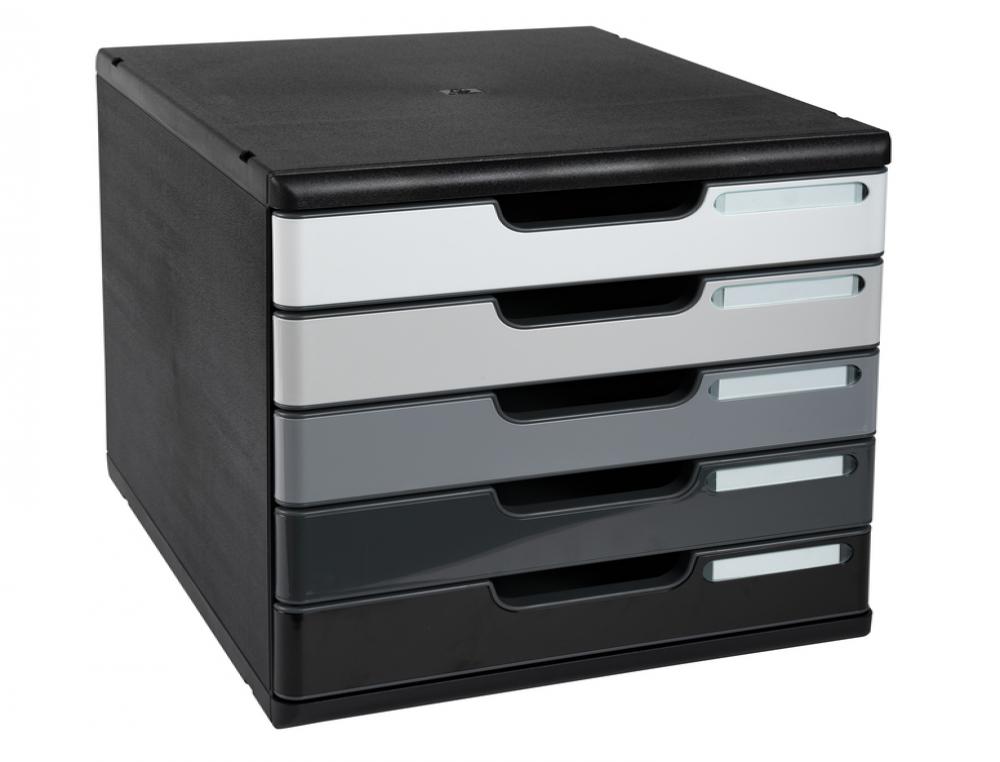 8308694g-1.jpg Modulo a4 5t noir/grey glossy module de classement - exacompta - modulo 5t nuances de grey – Image 1