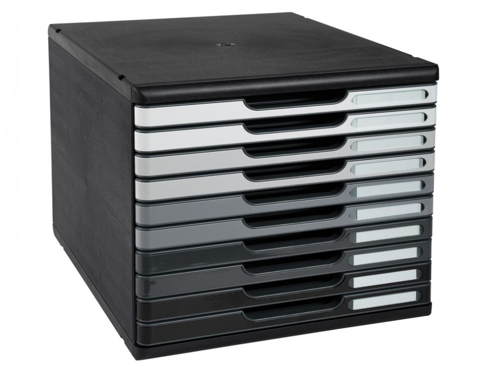 8308695g-1.jpg Modulo a4 10t noir/grey glossymodule de classement - exacompta - modulo 10t nuances de grey – Image 1