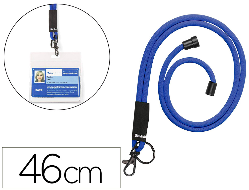 Cordon rd porte-badge 46cm p10 coloris bleu