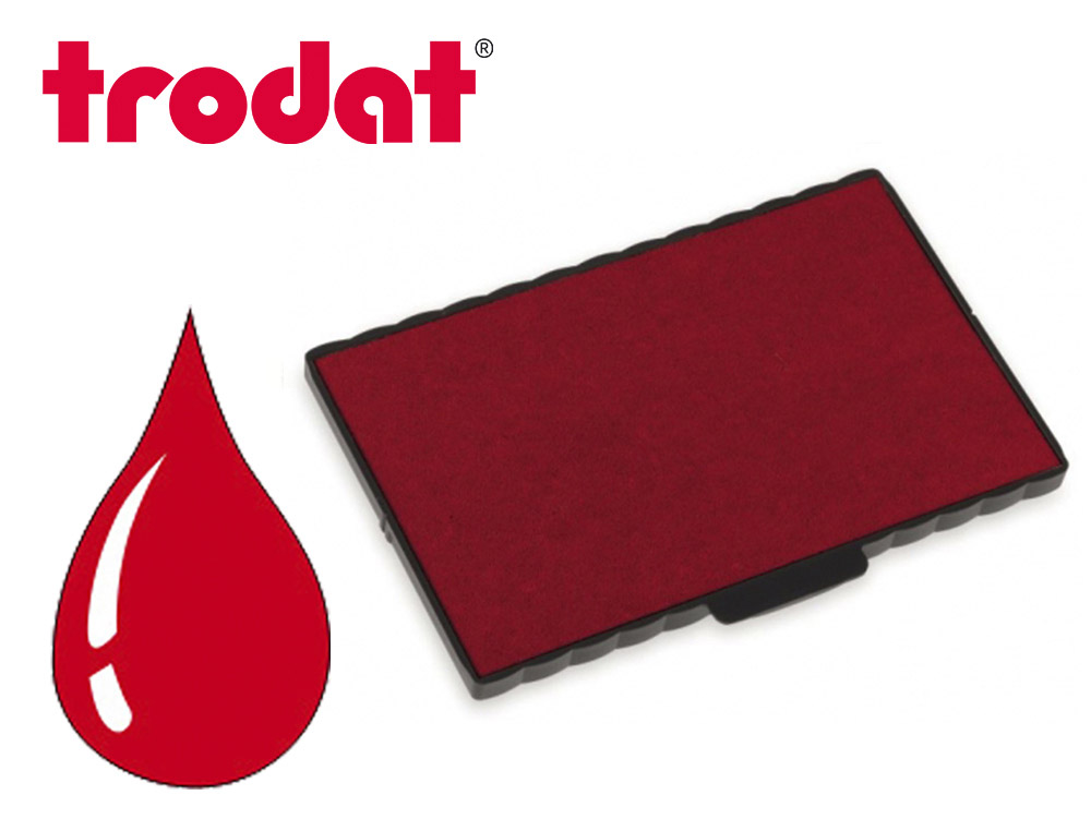 Cassette encrage trodat 6/512 pour tampon metal line 5212/54120 taille empreinte 116x70mm coloris rouge
