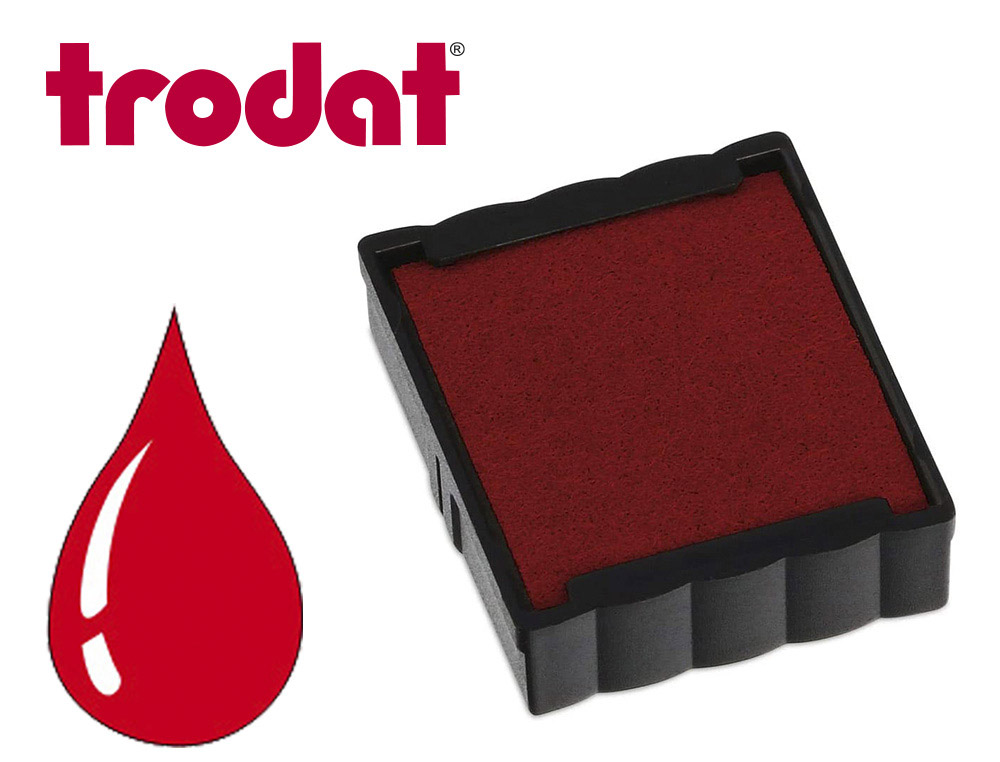 Cassette encrage trodat 6/4922c pour tampon encreur printy 4922 taille empreinte 20x20mm coloris rouge
