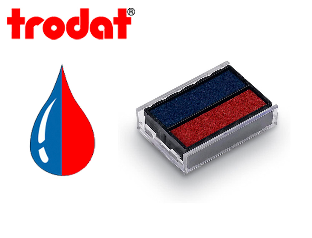 Cassette encrage bicolore trodat 6/4850/2 pour tampon encreur 4850 l1 coloris bleu/rouge