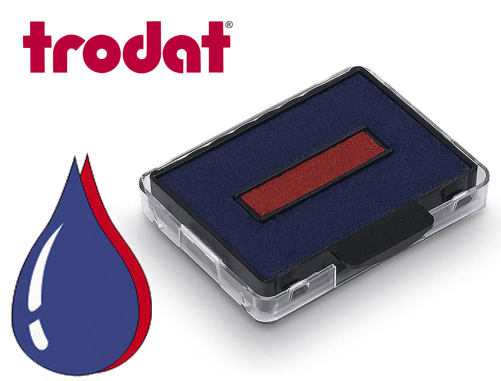 Cassette encrage bicolore trodat 6/50/2 pour tampon encreur 5430/5431/5435/5546 bleu/ro   uge