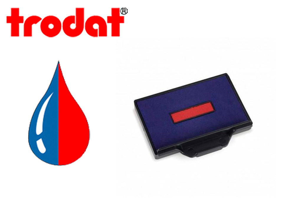 Cassette encrage bicolore trodat 6/58/2 pour tampon encreur 5480 coloris bleu/rouge