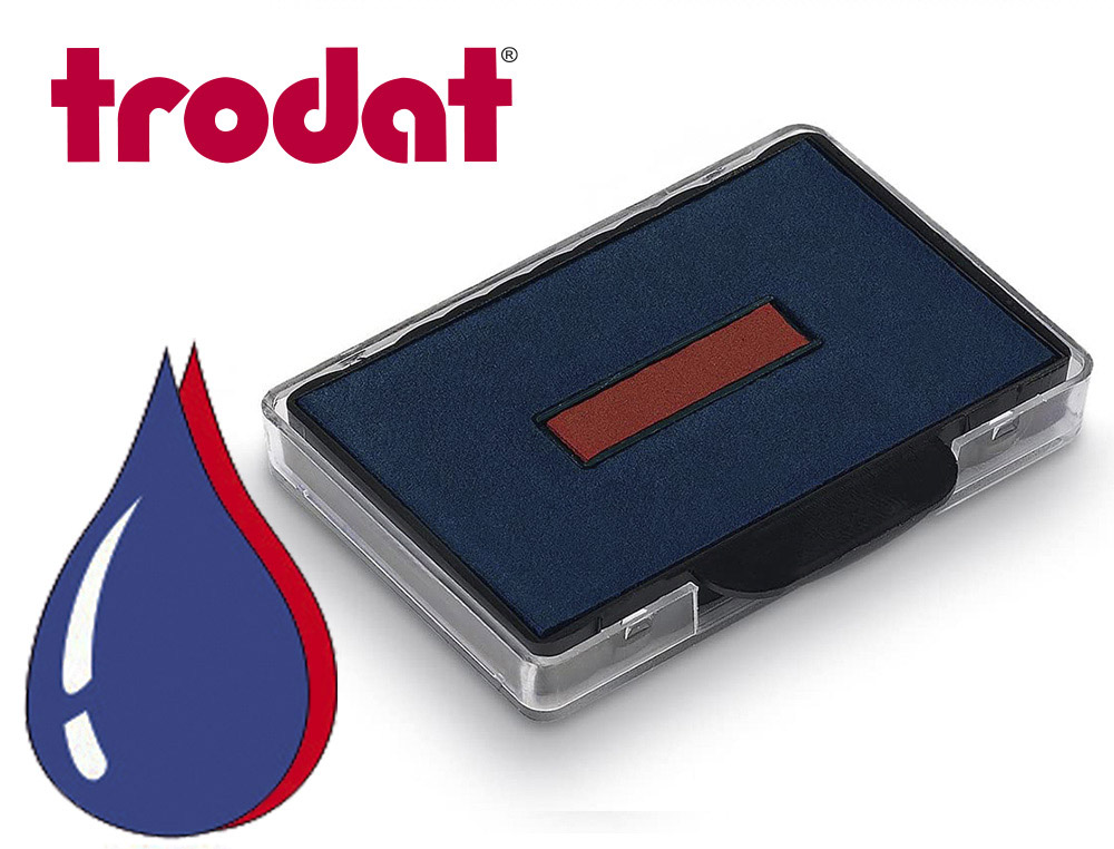 Cassette encrage bicolore trodat 6/56/2 pour tampon 5460/5465 coloris bleu/rouge