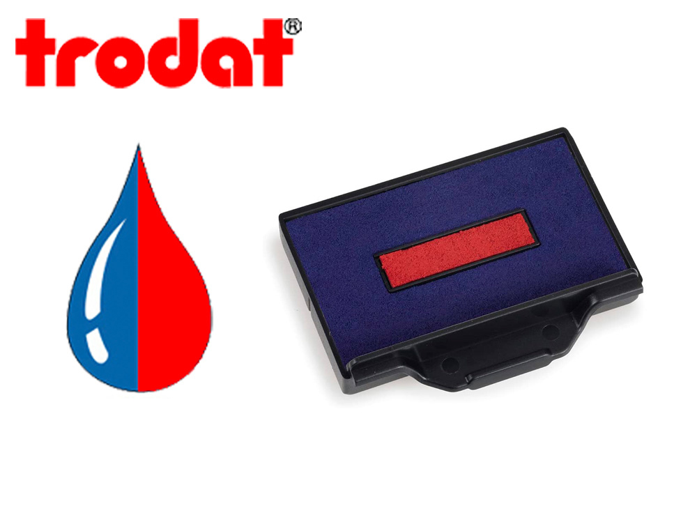 Cassette encrage bicolore trodat 6/53/2 pour encreur metal line/printy 5440 taille 49     x28mm coloris bleu/rouge