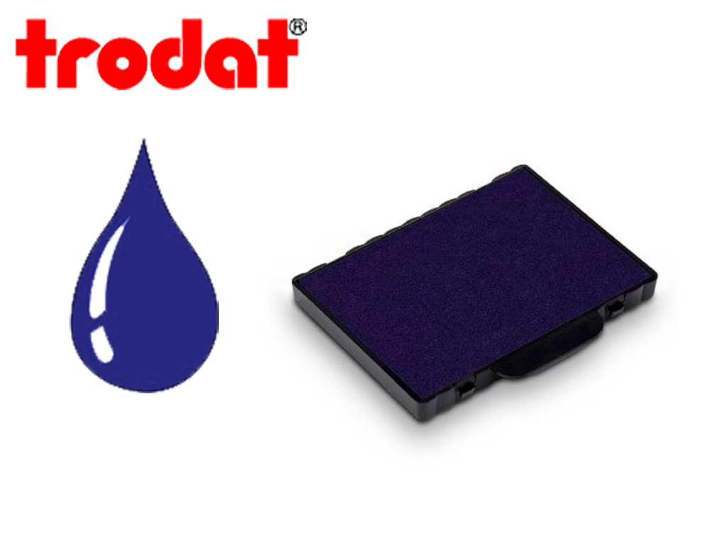 Cassette encrage trodat 6/58b pour tampon professionnal metal line 5274/5474/5208/5480/55418/555812 coloris bleu