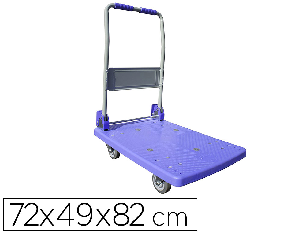 Chariot pliant viso metal polypropylene 2 roues fixes 2 pivotantes patins antiderapants plateforme 72x49cm charge 150kg