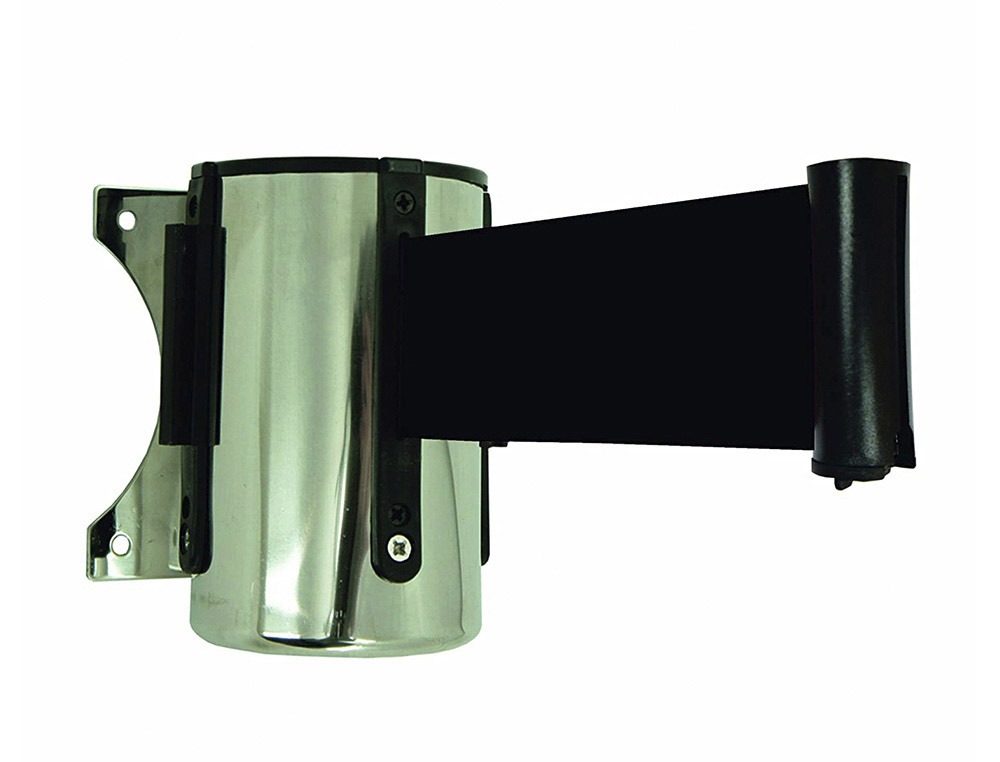 Enrouleur mural economique viso polypropylene inox recepteur mural et fixation inclus longueur 2m sangle noire