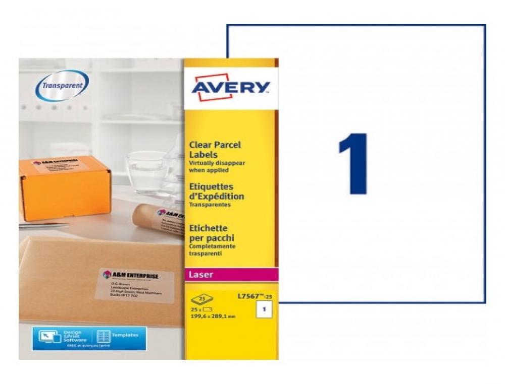 8371121g-1.jpg Etiq.laser 21x29.7 inv. l75672etiquette transparente laser - avery - 210x297mm - 25 feuilles – Image 1