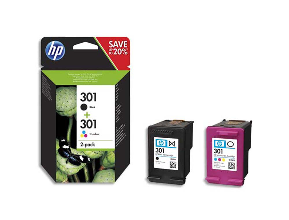 Cartouche d'encre original hp 301 190 p noir pack