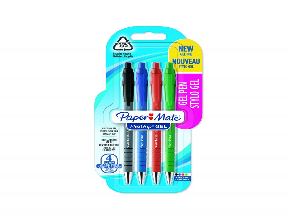 8600326g-1.jpg Stylo-gel flexgrip 0,7mm retr.stylo a bille retractable - flexgrip gel - pointe moyenne - lot de 4 – Image 1