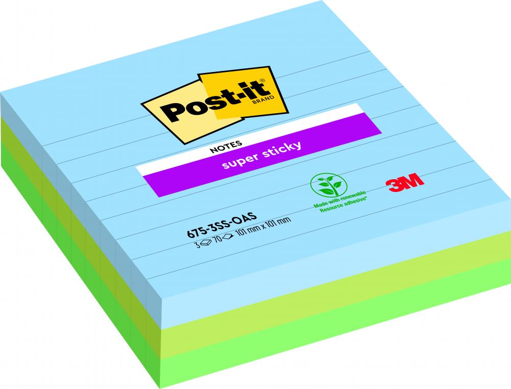 8601109g-1.jpg Post-it s.sticky 101x101 oasisnote repositionnable - super sticky bloc oasis 101x101mm - lot de 3 – Image 1
