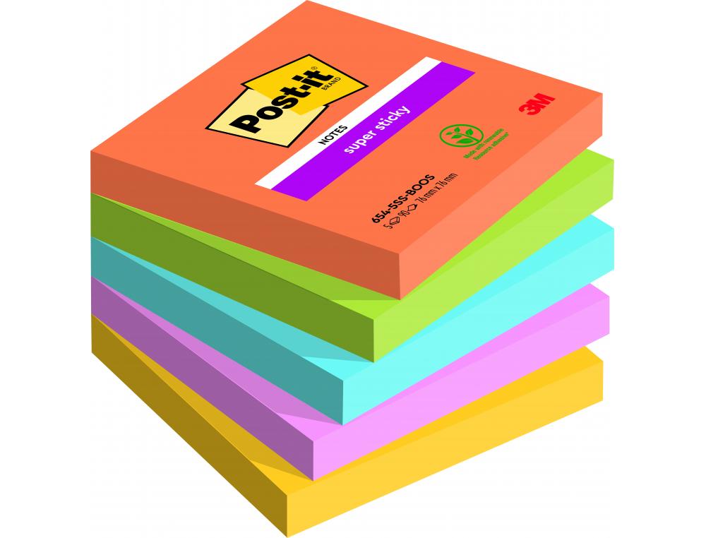 8601110g-1.jpg Post-it sticky 76x76 boost p/5note repositionnable - super sticky bloc boost 76x76mm - lot de 5 – Image 1