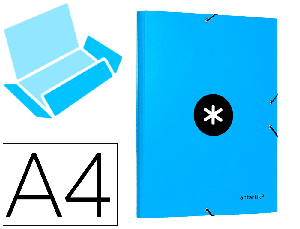 Chemise antartik carton remborde a4+ 3 rabats         elastique coloris bleu