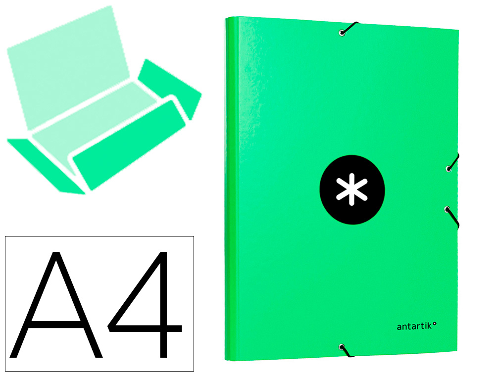 Chemise antartik carton remborde a4+ 3 rabats         elastique coloris vert