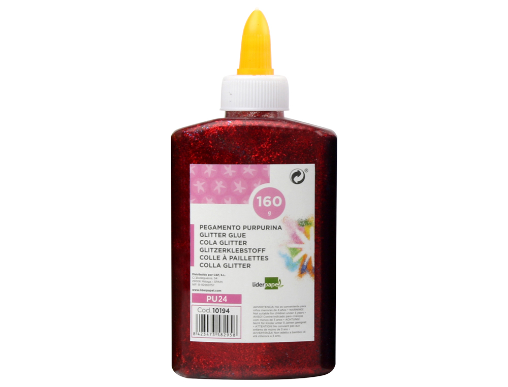 Colle pailletee liderpapel coloris rouge metallise - pot de 160g